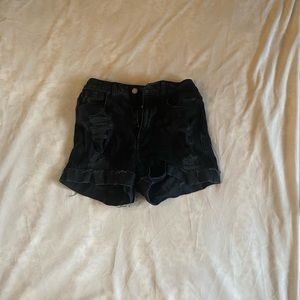 black denim shorts